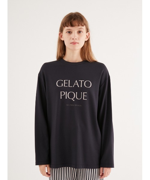 gelato pique(ジェラートピケ)の「【UNISEX】インレイロゴロンT(Tシャツ/カットソー・レディース・ネイビー/オフホワイト・S-M/M-L)」の17枚目の写真