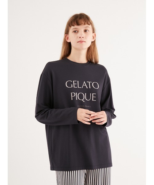 gelato pique(ジェラートピケ)の「【UNISEX】インレイロゴロンT(Tシャツ/カットソー・レディース・ネイビー/オフホワイト・S-M/M-L)」の7枚目の写真