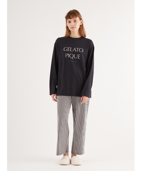gelato pique(ジェラートピケ)の「【UNISEX】インレイロゴロンT(Tシャツ/カットソー・レディース・ネイビー/オフホワイト・S-M/M-L)」の4枚目の写真