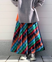 Q | サイドラインメモリーチェックボリュームスカート(スカート)