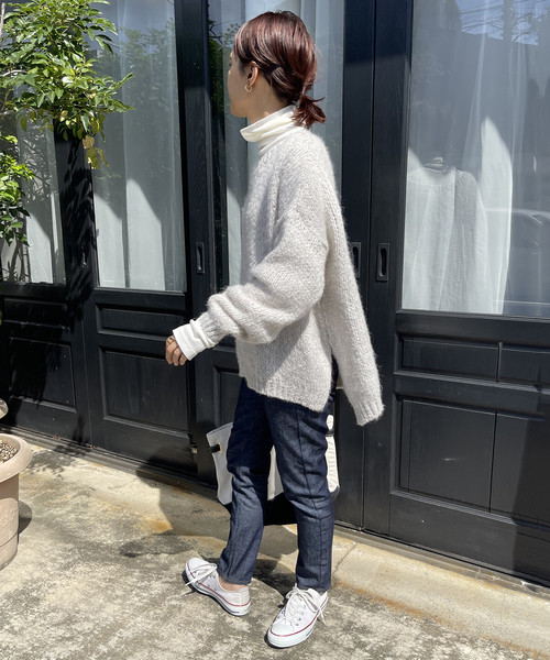 TRICOTS JEAN MARC(トリコットジーンマルク)の「≪追加≫【TRICOTS JEAN MARC】別注ボートネックスリットプルオーバー(ニット/セーター・レディース・チャコールグレー/パープル/イエロー・FREE)」の12枚目の写真