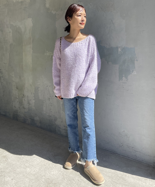 TRICOTS JEAN MARC(トリコットジーンマルク)の「≪追加≫【TRICOTS JEAN MARC】別注ボートネックスリットプルオーバー(ニット/セーター・レディース・チャコールグレー/パープル/イエロー・FREE)」の13枚目の写真