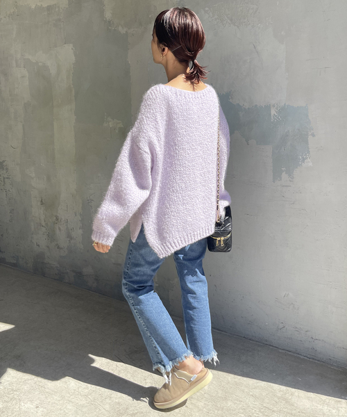 TRICOTS JEAN MARC(トリコットジーンマルク)の「≪追加≫【TRICOTS JEAN MARC】別注ボートネックスリットプルオーバー(ニット/セーター・レディース・チャコールグレー/パープル/イエロー・FREE)」の21枚目の写真