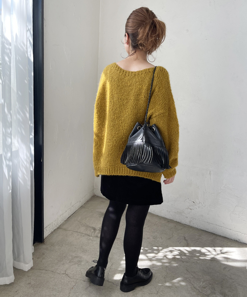 TRICOTS JEAN MARC(トリコットジーンマルク)の「≪追加≫【TRICOTS JEAN MARC】別注ボートネックスリットプルオーバー(ニット/セーター・レディース・チャコールグレー/パープル/イエロー・FREE)」の14枚目の写真