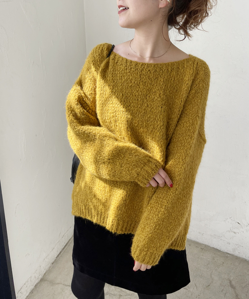 TRICOTS JEAN MARC(トリコットジーンマルク)の「≪追加≫【TRICOTS JEAN MARC】別注ボートネックスリットプルオーバー(ニット/セーター・レディース・チャコールグレー/パープル/イエロー・FREE)」の17枚目の写真