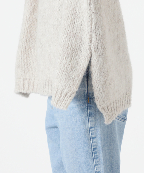 TRICOTS JEAN MARC(トリコットジーンマルク)の「≪追加≫【TRICOTS JEAN MARC】別注ボートネックスリットプルオーバー(ニット/セーター・レディース・チャコールグレー/パープル/イエロー・FREE)」の7枚目の写真