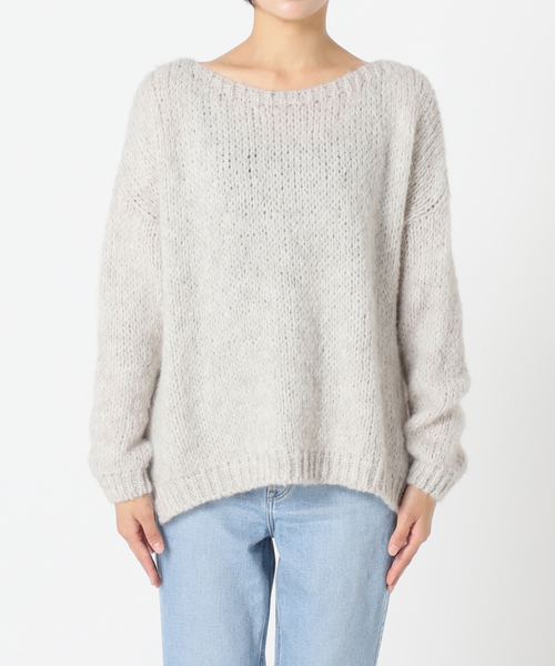 TRICOTS JEAN MARC(トリコットジーンマルク)の「≪追加≫【TRICOTS JEAN MARC】別注ボートネックスリットプルオーバー(ニット/セーター・レディース・チャコールグレー/パープル/イエロー・FREE)」の11枚目の写真