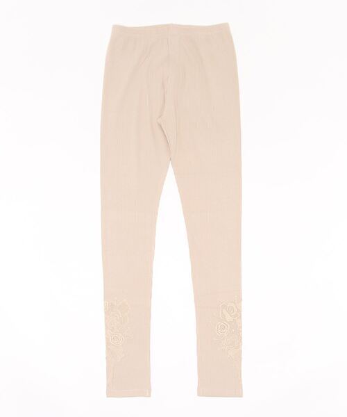 iS ScoLar（イズスカラー）の「523048：ブーケ柄レース裾テレコレギンス（レギンス/スパッツ・レディース・ブラック/ベージュ・M）」の6枚目の写真