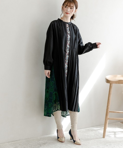 iS ScoLar（イズスカラー）の「523048：ブーケ柄レース裾テレコレギンス（レギンス/スパッツ・レディース・ブラック/ベージュ・M）」の14枚目の写真