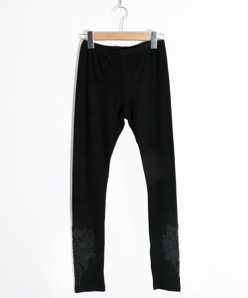 iS ScoLar（イズスカラー）の「523048：ブーケ柄レース裾テレコレギンス（レギンス/スパッツ・レディース・ブラック/ベージュ・M）」の16枚目の写真