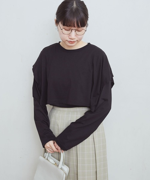 fig Ｌondon（フィグロンドン）の「double long sleeve　PO（Tシャツ/カットソー・レディース・ホワイト/ボルドー/ブラック・FREE）」の3枚目の写真