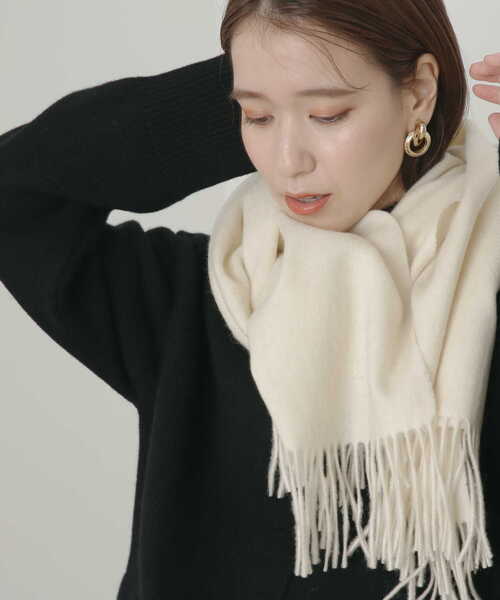 N.（N. Natural Beauty Basic）（エヌエヌナチュラルビューティーベーシック）の「【横田ひかるさん着用】ウールムジストール（ストール/ショール・レディース・オレンジ/ベージュ/ベージュ系その他/ホワイト/ブルー・ﾌﾘ-）」の13枚目の写真