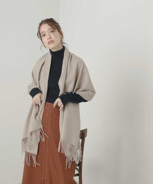 N.（N. Natural Beauty Basic）（エヌエヌナチュラルビューティーベーシック）の「【横田ひかるさん着用】ウールムジストール（ストール/ショール・レディース・オレンジ/ベージュ/ベージュ系その他/ホワイト/ブルー・ﾌﾘ-）」の15枚目の写真