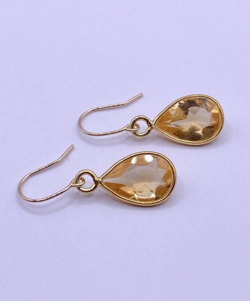 【14KGF】クォーツ/水晶/ペアシェイプ/ファセットカット/ピアス 14KGF】クォーツ/水晶/ペアシェイプ/ファセットカット/ピアス