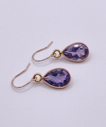 MUUKOJI/ペアシェイプファセットカット天然石の10Kピアス
