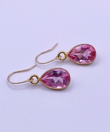 MUUKOJI/ペアシェイプファセットカット天然石の10Kピアス