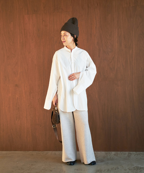 plage（プラージュ）の「Band Collar Slit Sleeves シャツ（シャツ/ブラウス・レディース・サックスブルー/ホワイト/ネイビー・FREE）」の8枚目の写真