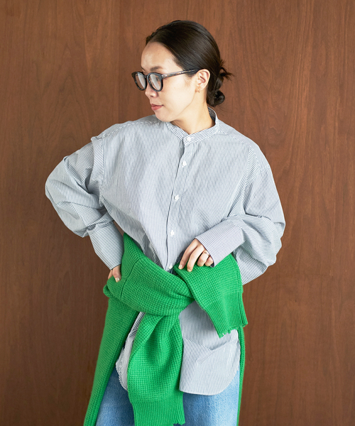 plage（プラージュ）の「Band Collar Slit Sleeves シャツ（シャツ/ブラウス・レディース・サックスブルー/ホワイト/ネイビー・FREE）」の16枚目の写真