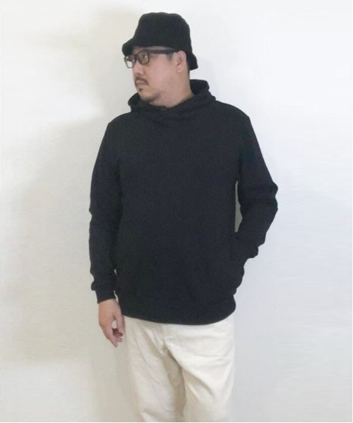 Alil（アリル）の「【Alil】アリル 裏毛 ボリュームネック パーカー プルオーバー 大人カジュアル（パーカー・メンズ・ブラック/オフホワイト/グレイッシュベージュ/杢グレー・LARGE/MEDIUM/SMALL）」の8枚目の写真