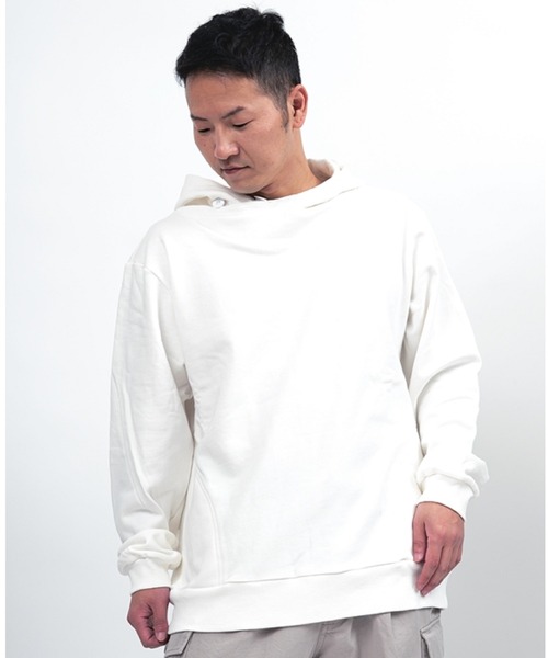 Alil（アリル）の「【Alil】アリル 裏毛 ボリュームネック パーカー プルオーバー 大人カジュアル（パーカー・メンズ・ブラック/オフホワイト/グレイッシュベージュ/杢グレー・LARGE/MEDIUM/SMALL）」の21枚目の写真