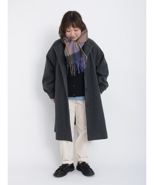 Samansa Mos2（サマンサ モスモス）の「ウーリーライクノーカラーコート（ノーカラーコート・レディース・ベージュ/オレンジ/チャコール・ﾌﾘ-）」の8枚目の写真