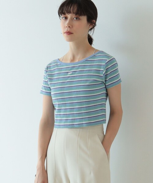 Ray BEAMS(レイビームス)の「【WEB限定】Lee / マルチ ボーダー カーディガン(Tシャツ/カットソー・レディース・ブラック/サックスブルー・SMALL)」の1枚目の写真