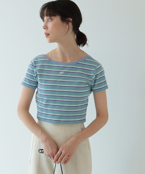 Ray BEAMS(レイビームス)の「【WEB限定】Lee / マルチ ボーダー カーディガン(Tシャツ/カットソー・レディース・ブラック/サックスブルー・SMALL)」の6枚目の写真