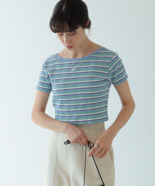 Ray BEAMS(レイビームス)の「【WEB限定】Lee / マルチ ボーダー カーディガン(Tシャツ/カットソー・レディース・ブラック/サックスブルー・SMALL)」の7枚目の写真