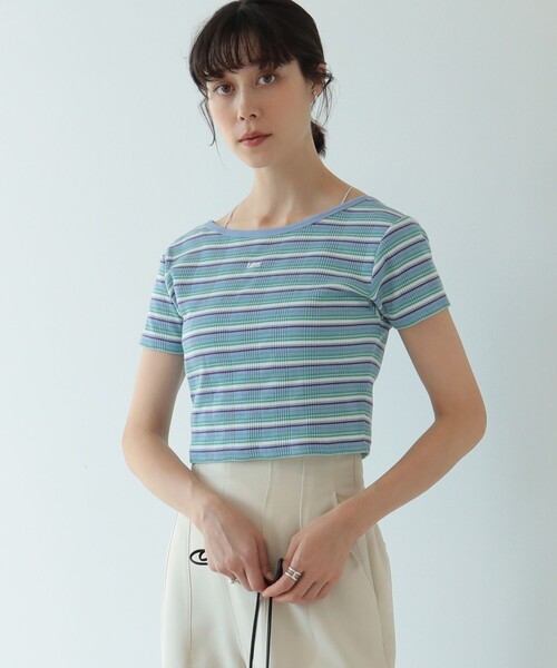 Ray BEAMS(レイビームス)の「【WEB限定】Lee / マルチ ボーダー カーディガン(Tシャツ/カットソー・レディース・ブラック/サックスブルー・SMALL)」の9枚目の写真