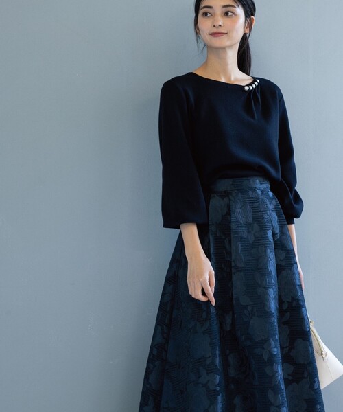 OPAQUE.CLIP（オペークドットクリップ）の「◆ジャカードスカート（スカート・レディース・ベージュ系その他3/ネイビー系・36/38）」の5枚目の写真