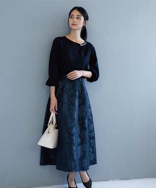 OPAQUE.CLIP（オペークドットクリップ）の「◆ジャカードスカート（スカート・レディース・ベージュ系その他3/ネイビー系・36/38）」の14枚目の写真