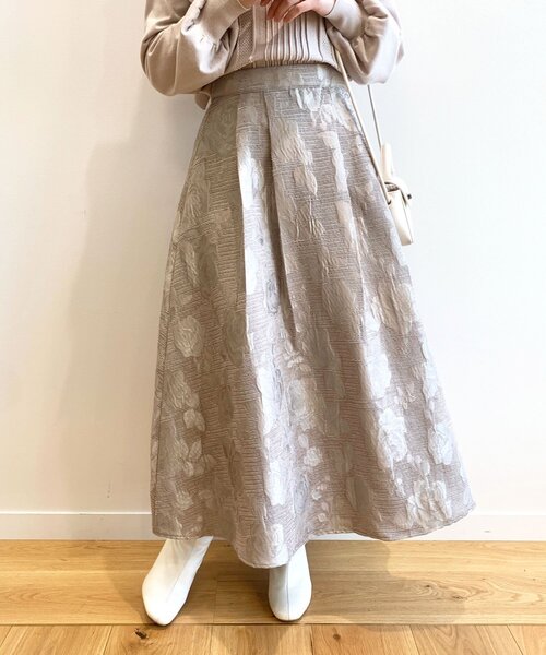 OPAQUE.CLIP（オペークドットクリップ）の「◆ジャカードスカート（スカート・レディース・ベージュ系その他3/ネイビー系・36/38）」の11枚目の写真