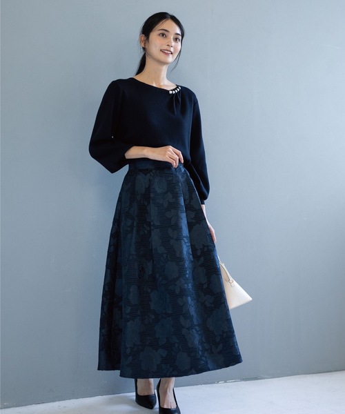 OPAQUE.CLIP（オペークドットクリップ）の「◆ジャカードスカート（スカート・レディース・ベージュ系その他3/ネイビー系・36/38）」の8枚目の写真