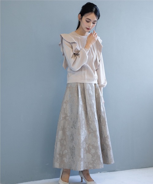 OPAQUE.CLIP（オペークドットクリップ）の「◆ジャカードスカート（スカート・レディース・ベージュ系その他3/ネイビー系・36/38）」の3枚目の写真