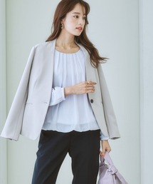 7days Life Styling（セブンデイズライフスタイリング）の「洗えるストレッチダブルクロスノーカラージャケット（ノーカラージャケット）」