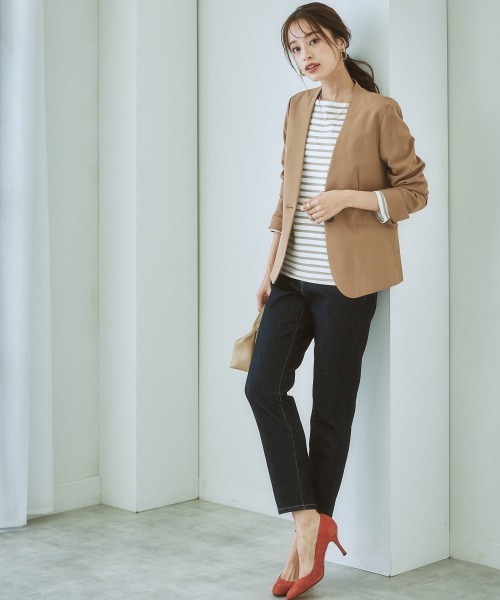 7days Life Styling(セブンデイズライフスタイリング)の「洗えるストレッチダブルクロスノーカラージャケット(ノーカラージャケット・レディース・ライトグレー/ブラック/モカ/ネイビー・S/L/LL/M)」の20枚目の写真