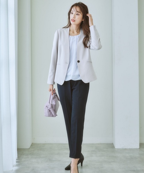 7days Life Styling(セブンデイズライフスタイリング)の「洗えるストレッチダブルクロスノーカラージャケット(ノーカラージャケット・レディース・ライトグレー/ブラック/モカ/ネイビー・S/L/LL/M)」の8枚目の写真