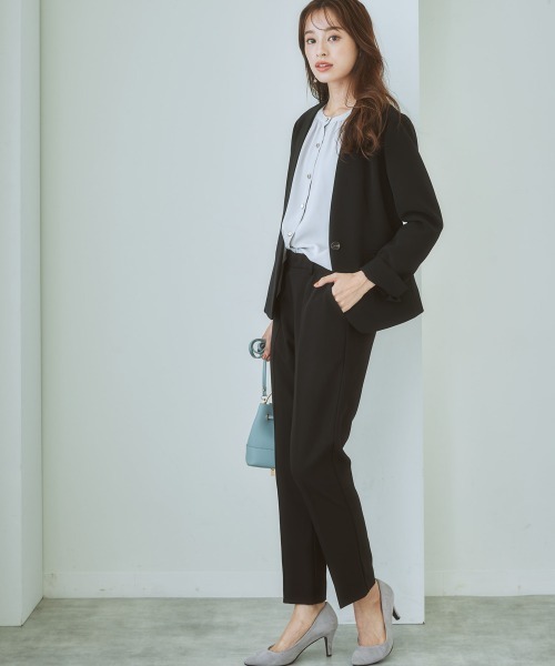 7days Life Styling(セブンデイズライフスタイリング)の「洗えるストレッチダブルクロスノーカラージャケット(ノーカラージャケット・レディース・ライトグレー/ブラック/モカ/ネイビー・S/L/LL/M)」の22枚目の写真