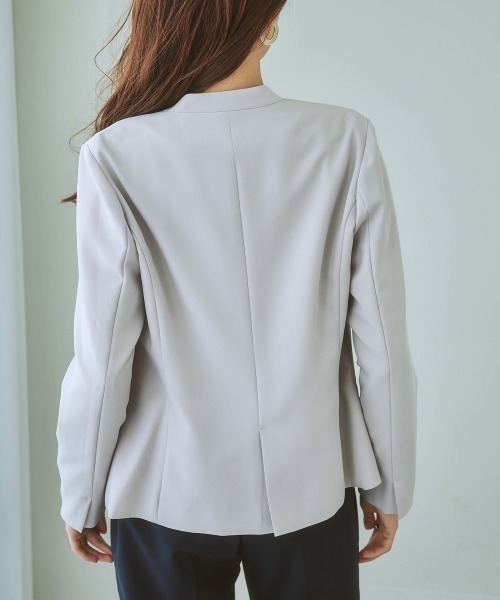 7days Life Styling(セブンデイズライフスタイリング)の「洗えるストレッチダブルクロスノーカラージャケット(ノーカラージャケット・レディース・ライトグレー/ブラック/モカ/ネイビー・S/L/LL/M)」の14枚目の写真