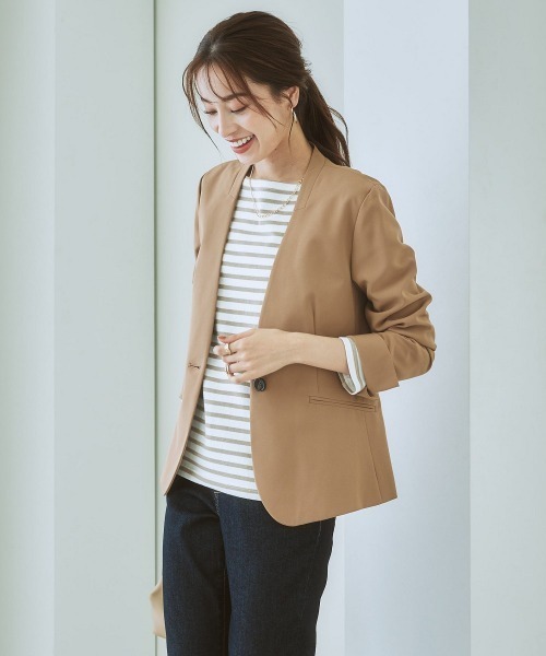 7days Life Styling(セブンデイズライフスタイリング)の「洗えるストレッチダブルクロスノーカラージャケット(ノーカラージャケット・レディース・ライトグレー/ブラック/モカ/ネイビー・S/L/LL/M)」の19枚目の写真