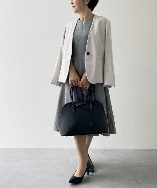 7days Life Styling(セブンデイズライフスタイリング)の「洗えるストレッチダブルクロスノーカラージャケット(ノーカラージャケット・レディース・ライトグレー/ブラック/モカ/ネイビー・S/L/LL/M)」の7枚目の写真