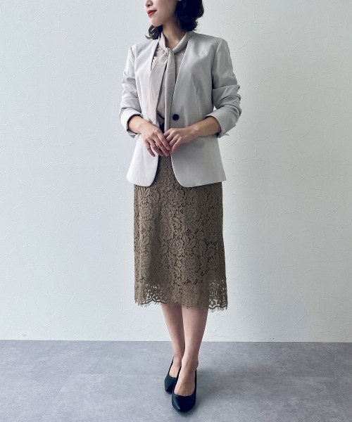 7days Life Styling(セブンデイズライフスタイリング)の「洗えるストレッチダブルクロスノーカラージャケット(ノーカラージャケット・レディース・ライトグレー/ブラック/モカ/ネイビー・S/L/LL/M)」の5枚目の写真