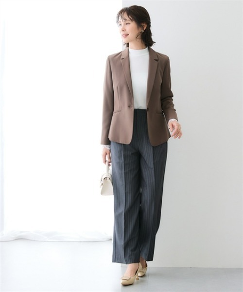 7days Life Styling(セブンデイズライフスタイリング)の「【UVカット】ストレッチダブルクロスノーカラージャケット (洗濯機OK)(ノーカラージャケット・レディース・ライトグレー/ブラック/モカ/ネイビー・S/L/LL/M)」の11枚目の写真