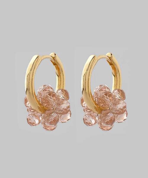 ANEMONE(アネモネ)の「ビーズ×メタル2WAYフープピアス(ピアス(両耳用)・レディース・ベージュ/ホワイト/クリア・FREE)」の1枚目の写真