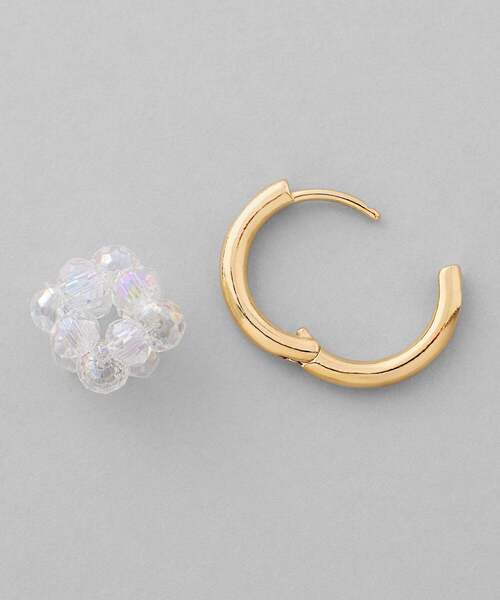 ANEMONE(アネモネ)の「ビーズ×メタル2WAYフープピアス(ピアス(両耳用)・レディース・ベージュ/ホワイト/クリア・FREE)」の6枚目の写真