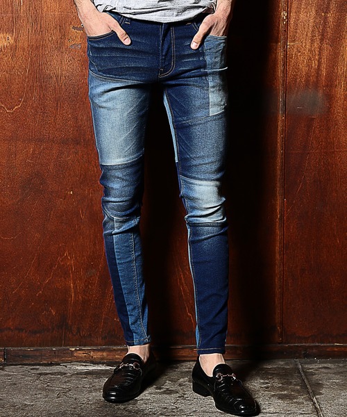 RATTLE TRAP（ラトルトラップ）の「【ハイパーストレッチスキニー】クレイジーパターンデニム（デニムパンツ・メンズ・ブルー/ブラック・LL/L/M/S）」の2枚目の写真