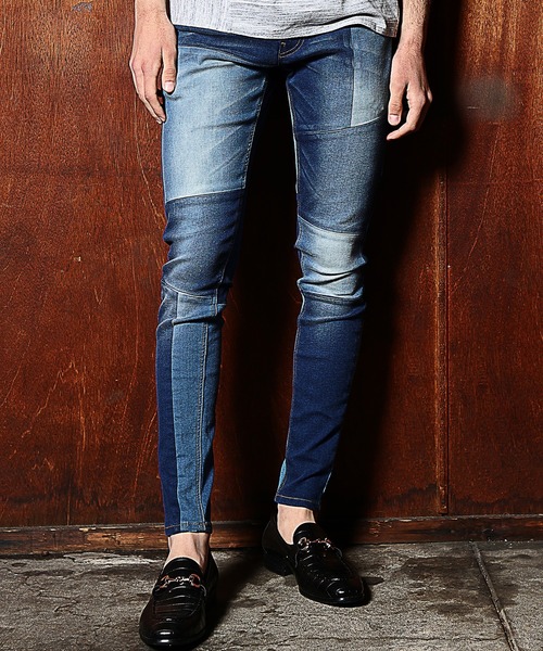 RATTLE TRAP（ラトルトラップ）の「【ハイパーストレッチスキニー】クレイジーパターンデニム（デニムパンツ・メンズ・ブルー/ブラック・LL/L/M/S）」の4枚目の写真