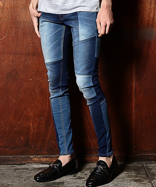 RATTLE TRAP（ラトルトラップ）の「【ハイパーストレッチスキニー】クレイジーパターンデニム（デニムパンツ・メンズ・ブルー/ブラック・LL/L/M/S）」の5枚目の写真