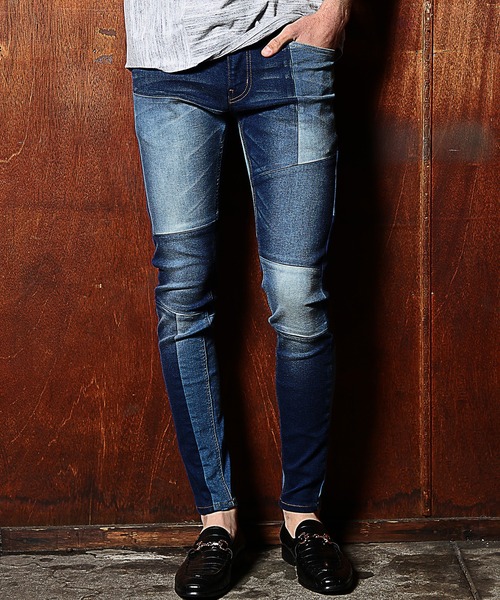 RATTLE TRAP（ラトルトラップ）の「【ハイパーストレッチスキニー】クレイジーパターンデニム（デニムパンツ・メンズ・ブルー/ブラック・LL/L/M/S）」の7枚目の写真