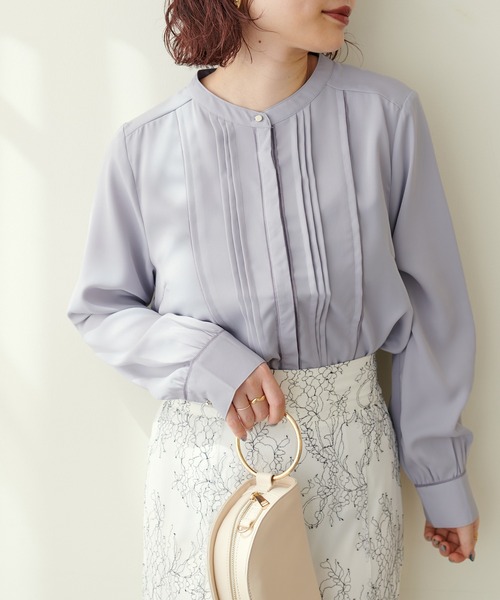 natural couture(ナチュラルクチュール)の「ピンタック×パイピングブラウス(シャツ/ブラウス・レディース・その他2/その他1/オフホワイト/サックスブルー/ピンクベージュ・FREE)」の12枚目の写真